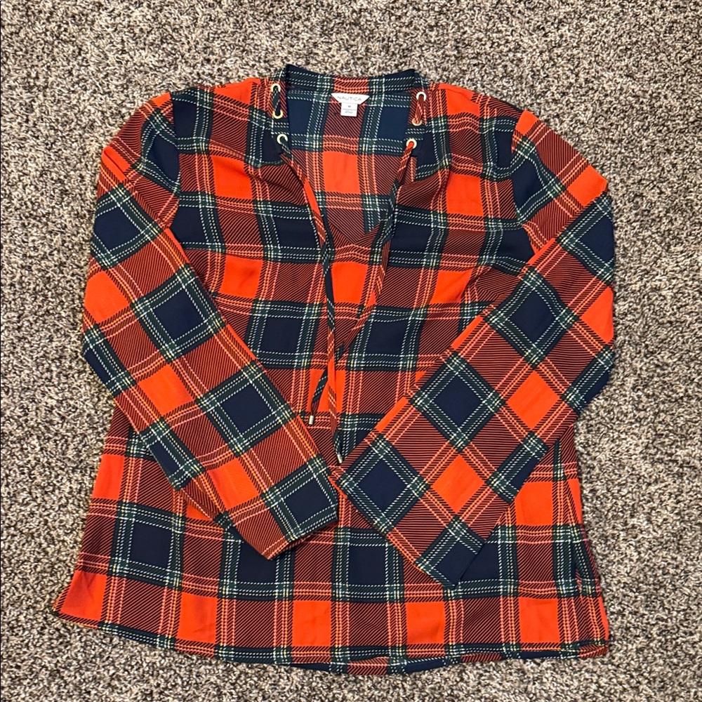 Nautica Red and Blue Plaid Blouse